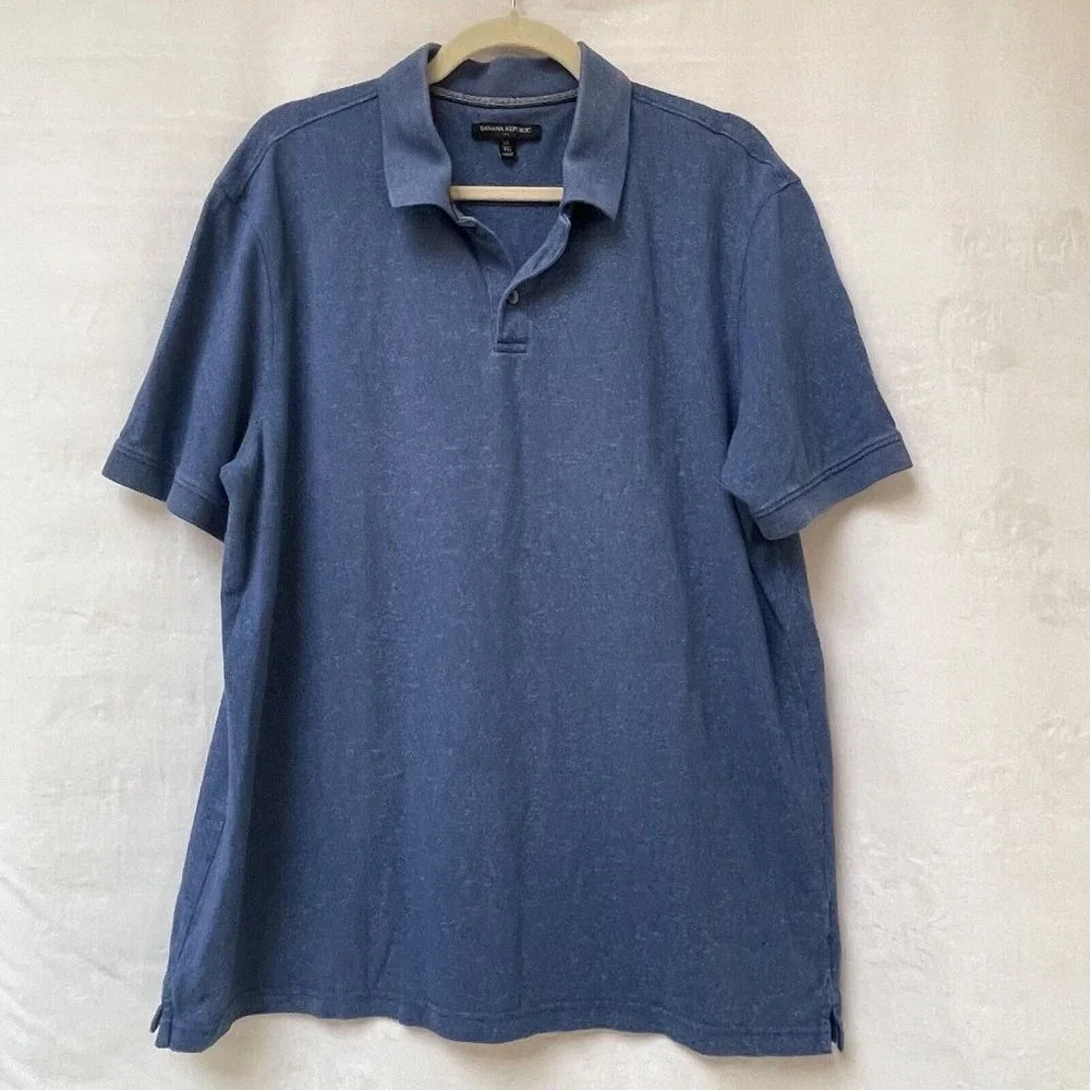 Banana Republic Polo Shirt Mens XL Collared Short Sleeve Relaxed Fit Resort Blue